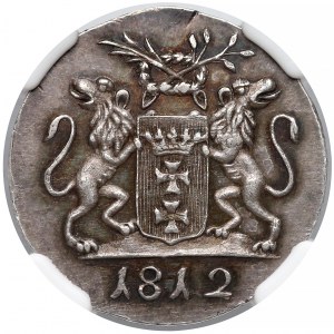 Wolne Miasto Gdańsk, Grosz 1812-M - CZYSTE srebro - NGC MS63