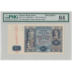 WZÓR 20 złotych 1936 - AW - perforacja - PMG 64