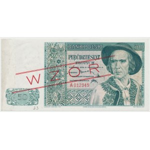 Londyn 50 złotych 1939 - WZÓR - A 012345