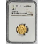 3 ruble = 20 złotych 1834 ПД, Petersburg - b. ładne - NGC MS61