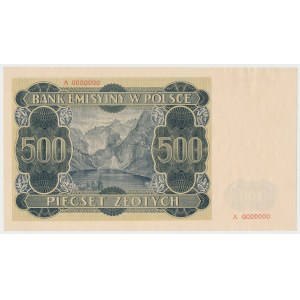 WZÓR 500 złotych 1940 - A 0000000