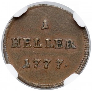 Austria, Maria Teresa, 1 heller 1777 - NGC MS62 BN