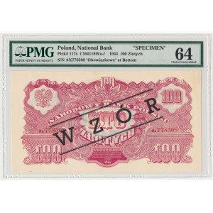 100 złotych 1944 ...owe - Ax z nadrukiem WZÓR - PMG 64