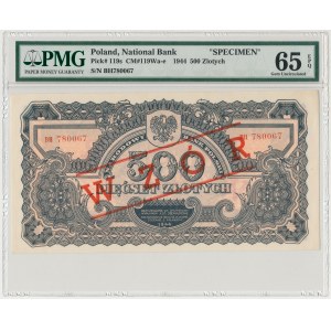 500 złotych 1944 ...owe - BH z nadrukiem WZÓR - PMG 65 EPQ