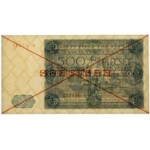 SPECIMEN 500 złotych 1947 - X - pierwsza połowa z numeracją 123456 - rzadki
