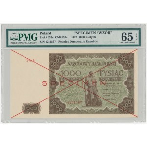 SPECIMEN 1.000 złotych 1947 - Ser.A - PMG 65 EPQ