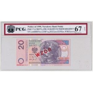 WZÓR 20 złotych 1994 - AA 0000000 - Nr 1587 - PCG 67 EPQ