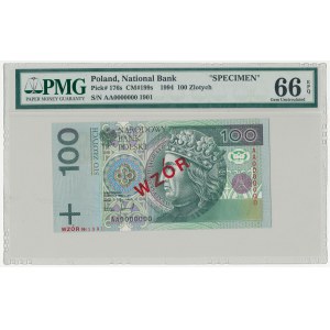 WZÓR 100 złotych 1994 - AA 0000000 - Nr 1901 - PMG 66 EPQ