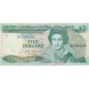 Eastern Caribbean (Montserrat), 5 dollars 1986