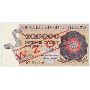 WZÓR 200.000 złotych 1989 - A 0000000 - No.0801