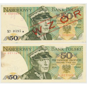 50 złotych 1975 - A - wzór i obiegowy (2szt)
