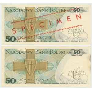 50 złotych 1975 - A - wzór i obiegowy (2szt)