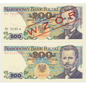 200 złotych 1982 - BU - wzór i obiegowy (2szt)