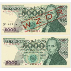 5.000 złotych 1986 - AY - wzór i obiegowy (2szt)