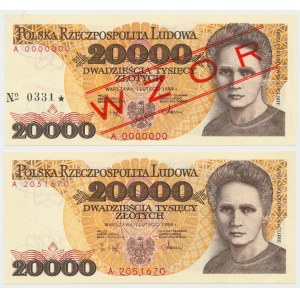 20.000 złotych 1989 - A - wzór i obiegowy (2szt)