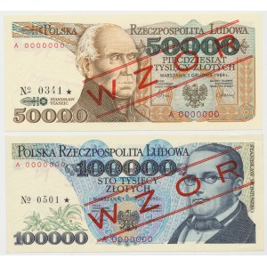 WZÓR 50.000 i 100.000 złotych 1989-90 - A 0000000 - (2szt)