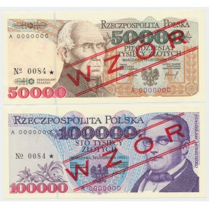 WZÓR 50.000 i 100.000 złotych 1993 - A 0000000 - No.0084 (2szt)