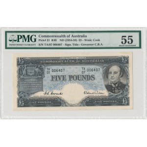 Australia, 5 Pounds ND (1954-59) - PMG 55