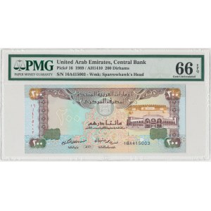 Vereinigte Arabische Emirate, 200 Dirham 1989 / AH1410 - PMG 66 EPQ