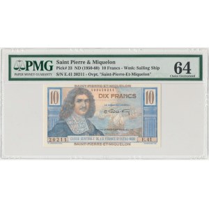 Saint Pierre & Miquelon, 10 francs ND (1950-60) - PMG 64