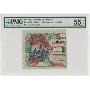 5 groszy 1924 - lewa połowa - PMG 55 EPQ