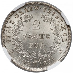 Powstanie Listopadowe, 2 złote 1831 KG - NGC MS66