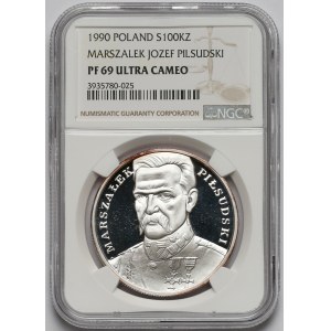 Mały Tryptyk 100.000 złotych 1990 Piłsudski - NGC PF69 UC