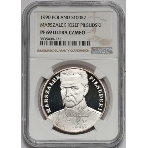 Mały Tryptyk 100.000 złotych 1990 Piłsudski - NGC PF69 UC