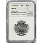 1 złoty 1968 - rzadki rocznik - NGC MS63