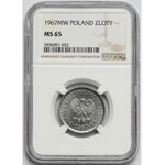 1 złoty 1967 - rzadki - NGC MS65