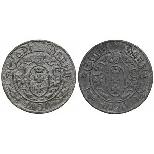 Gdańsk, 10 fenigów 1920 - 56 i 57 perełek - zestaw (2szt)