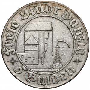 Wolne Miasto Gdańsk, 5 guldenów 1932 Żuraw - rzadkie
