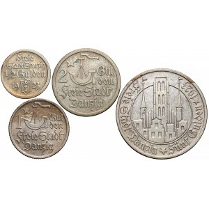 Wolne Miasto Gdańsk, 1/2 - 5 guldenów 1923, zestaw (4szt)