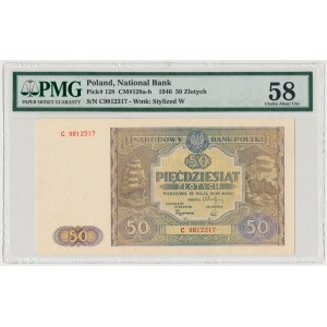 50 złotych 1946 - C - mała litera - PMG 58
