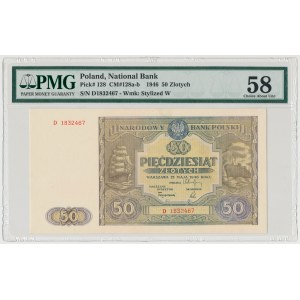 50 złotych 1946 - D - mała litera - PMG 58