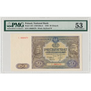 50 złotych 1946 - Ł - duża litera - PMG 53