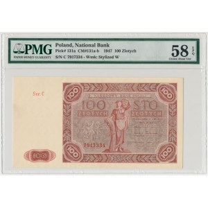 100 złotych 1947 - Ser.C - duża litera - PMG 58 EPQ