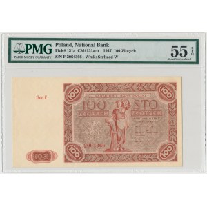 100 złotych 1947 - Ser.F - mała litera - PMG 55 EPQ