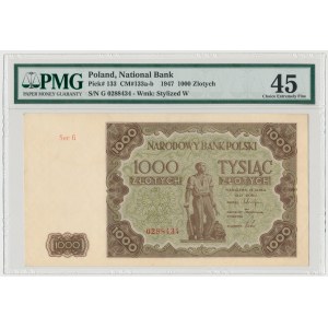1.000 złotych 1947 - Ser.G - mała litera - PMG 45