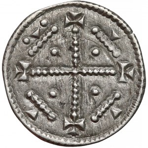 Węgry, Bela III (1172–96), Denar - krzyż z perełek
