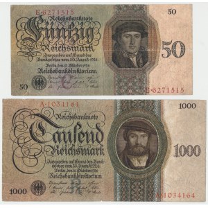 Germany, 50 & 1.000 Mark 1924 (2pcs)