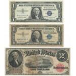 USA, große und kleine Größe, 1, 2 und 10 Dollar 1917-57 - 12 Stücke 