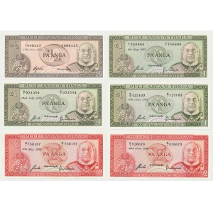 Pule' Anga 'o Tonga, 1/2, 1 & 2 Pa'anga 1975-89 - set of 6pcs