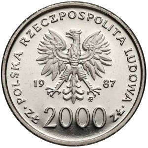 Próba NIKIEL 2000 złotych 1987 Jan Paweł II - z krzyżem