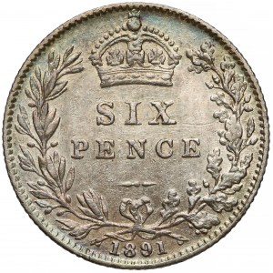 Wielka Brytania, Wiktoria, 6 pensów 1891