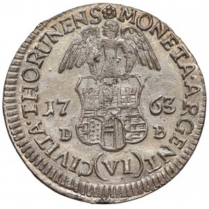 August III Sas, Szóstak Toruń 1763 DB - PIĘKNY i rzadki