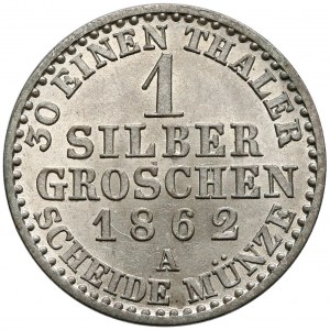 Niemcy, Prusy, Wilhelm I, 1 silber groschen 1862-A