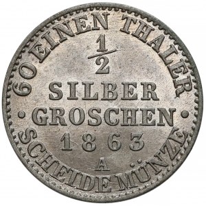 Niemcy, Prusy, Wilhelm I, 1/2 silber groschen 1863-A