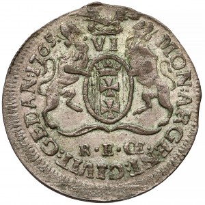 Poniatowski, JEDNOSTRONNY Szóstak Gdańsk 1765 REOE - rzadkość