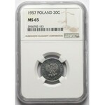 20 groszy 1957 - szeroka data - NGC MS65